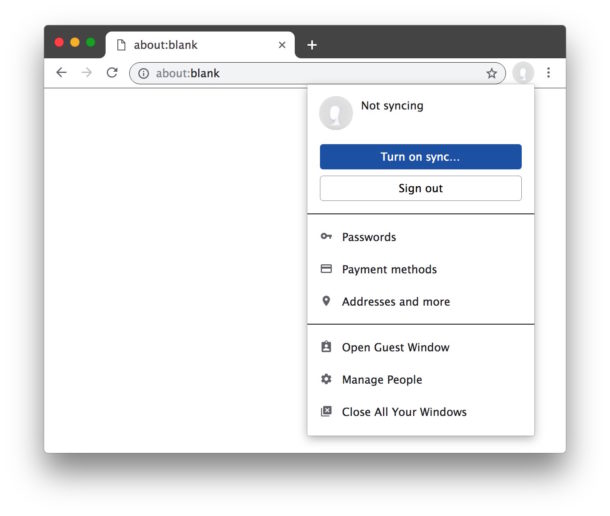 Chrome automatic sign-in to Google feature