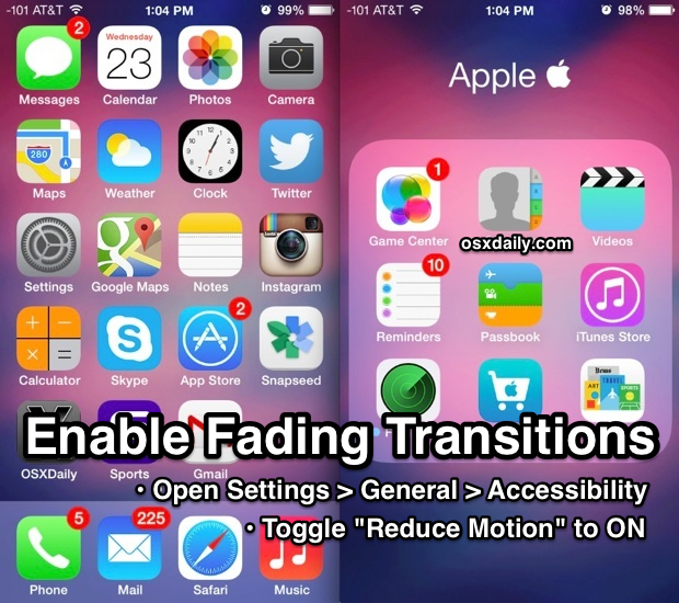 How to enable fading transition effects in iOS