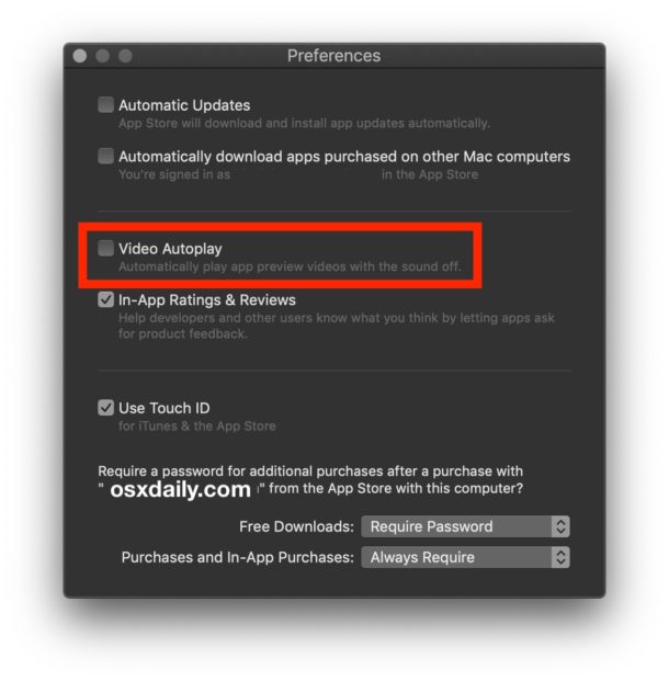 How to disable Video Autoplay in Mac App Store