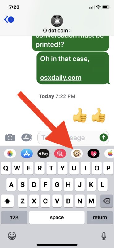 Open the Animoji messages app