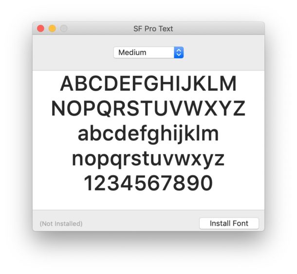 Install the San Francisco SF font pack on Mac
