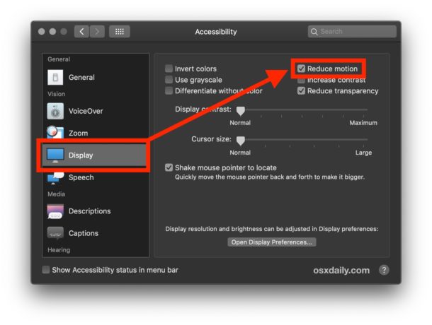 How to Reduce Motion on Mac to disable many animations