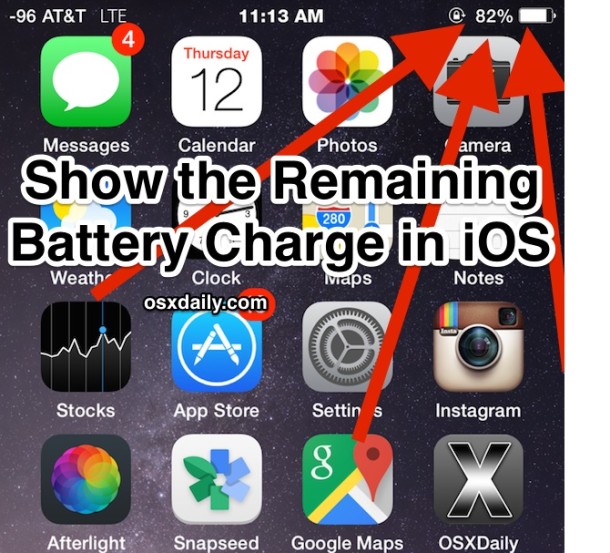 Show the Battery Charge Percentage in iOS