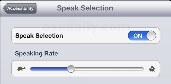 Enable Speak Selection in iOS