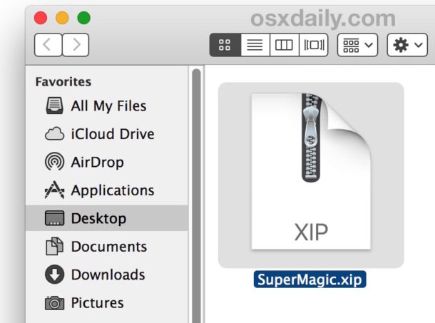 Opening a xip file on Mac