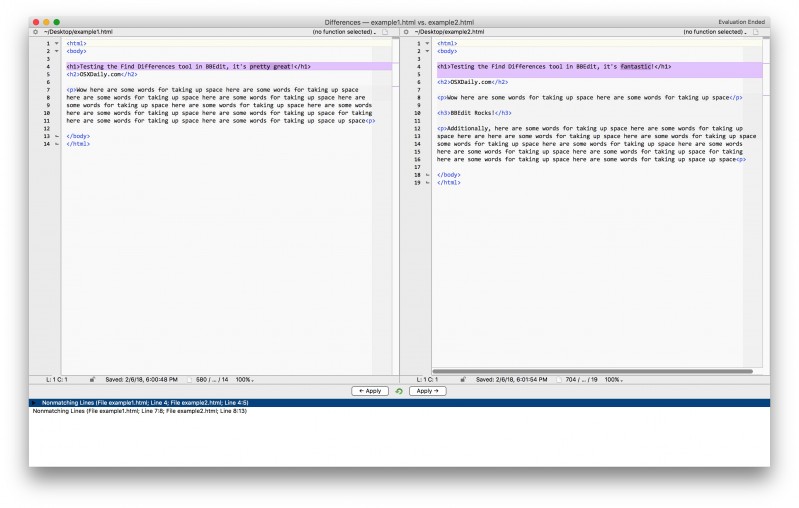 How to Find &#038; Compare File Differences Side-By-Side with BBEdit for Mac