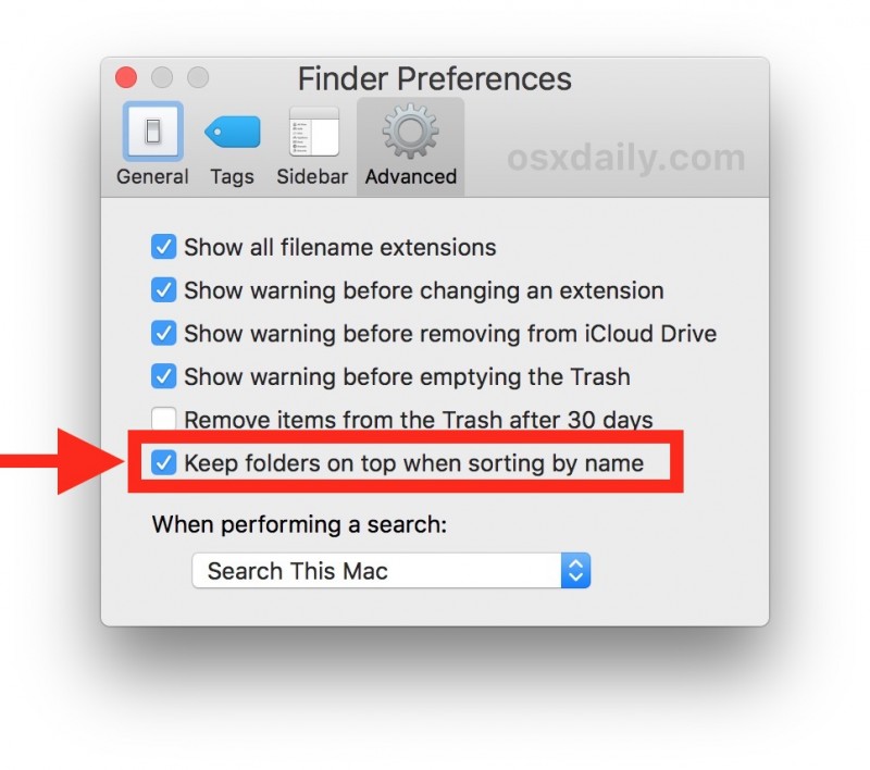 How to Keep Folders on Top When Sorting by Name in Mac OS Finder